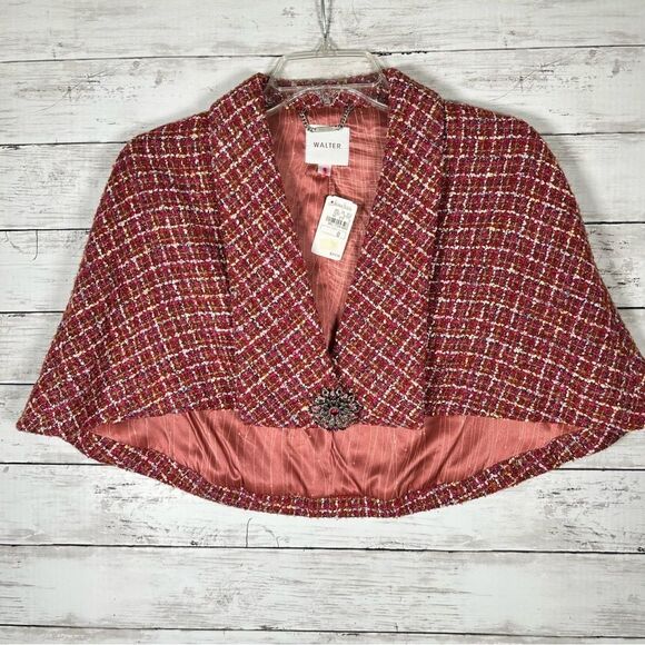 Walter Neiman Marcus Capelet Rhinestone Brooch Tweed Multicolor Lined NWT $310 - Picture 7 of 11